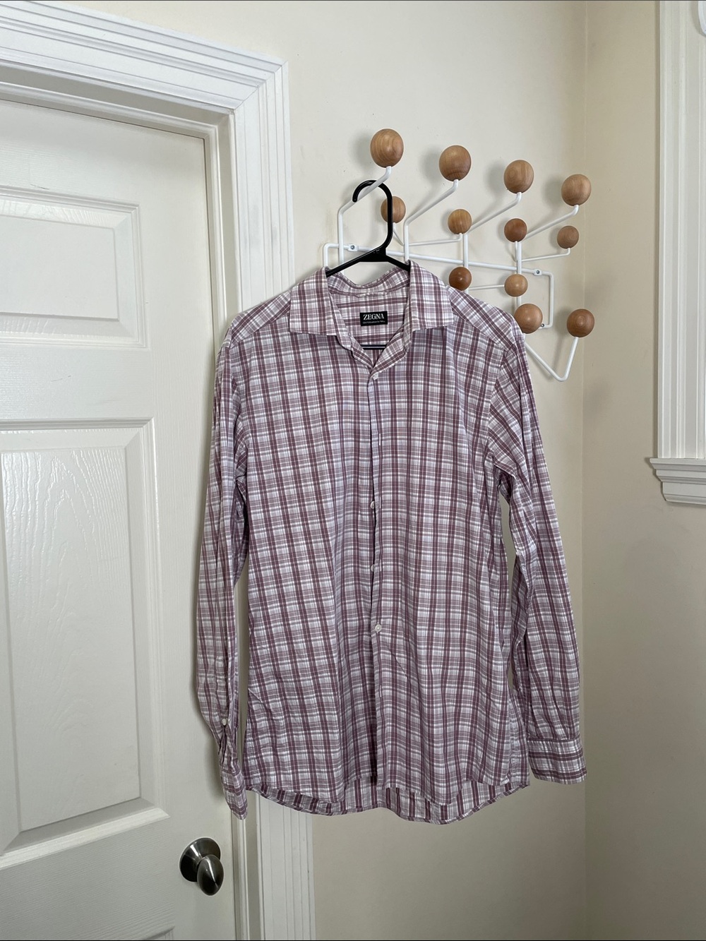Zegna - Classic Button Down Long Sleeve Shirt - Red / White - M